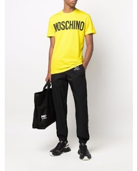 senf bedrucktes T-Shirt mit einem Rundhalsausschnitt von Moschino