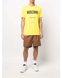 senf bedrucktes T-Shirt mit einem Rundhalsausschnitt von Moschino