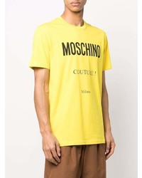 senf bedrucktes T-Shirt mit einem Rundhalsausschnitt von Moschino