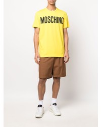 senf bedrucktes T-Shirt mit einem Rundhalsausschnitt von Moschino