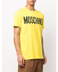 senf bedrucktes T-Shirt mit einem Rundhalsausschnitt von Moschino