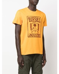 senf bedrucktes T-Shirt mit einem Rundhalsausschnitt von Diesel