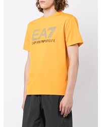 senf bedrucktes T-Shirt mit einem Rundhalsausschnitt von Ea7 Emporio Armani