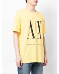 senf bedrucktes T-Shirt mit einem Rundhalsausschnitt von Armani Exchange