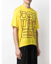 senf bedrucktes T-Shirt mit einem Rundhalsausschnitt von DSQUARED2