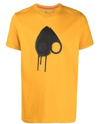senf bedrucktes T-Shirt mit einem Rundhalsausschnitt von Moose Knuckles