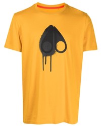senf bedrucktes T-Shirt mit einem Rundhalsausschnitt von Moose Knuckles