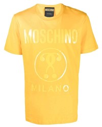 senf bedrucktes T-Shirt mit einem Rundhalsausschnitt von Moschino