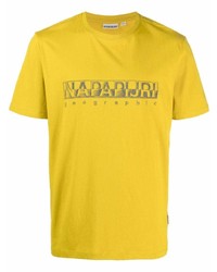 senf bedrucktes T-Shirt mit einem Rundhalsausschnitt von Napapijri