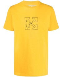 senf bedrucktes T-Shirt mit einem Rundhalsausschnitt von Off-White