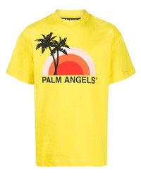 senf bedrucktes T-Shirt mit einem Rundhalsausschnitt von Palm Angels