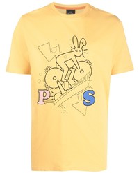 senf bedrucktes T-Shirt mit einem Rundhalsausschnitt von PS Paul Smith
