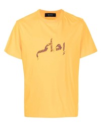 senf bedrucktes T-Shirt mit einem Rundhalsausschnitt von Qasimi
