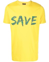 senf bedrucktes T-Shirt mit einem Rundhalsausschnitt von Save The Duck