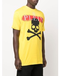 senf bedrucktes T-Shirt mit einem Rundhalsausschnitt von Philipp Plein