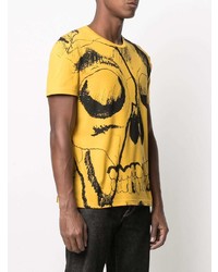 senf bedrucktes T-Shirt mit einem Rundhalsausschnitt von Alexander McQueen