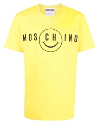 senf bedrucktes T-Shirt mit einem Rundhalsausschnitt von Moschino