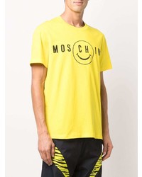 senf bedrucktes T-Shirt mit einem Rundhalsausschnitt von Moschino