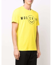 senf bedrucktes T-Shirt mit einem Rundhalsausschnitt von Moschino