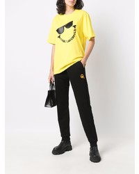 senf bedrucktes T-Shirt mit einem Rundhalsausschnitt von Karl Lagerfeld