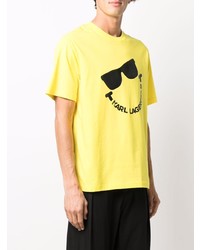 senf bedrucktes T-Shirt mit einem Rundhalsausschnitt von Karl Lagerfeld