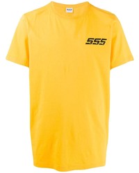 senf bedrucktes T-Shirt mit einem Rundhalsausschnitt von Sss World Corp
