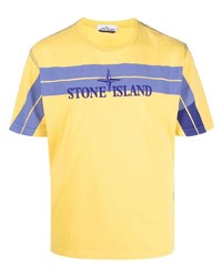 senf bedrucktes T-Shirt mit einem Rundhalsausschnitt von Stone Island