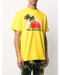 senf bedrucktes T-Shirt mit einem Rundhalsausschnitt von Palm Angels