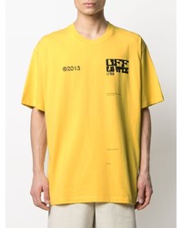 senf bedrucktes T-Shirt mit einem Rundhalsausschnitt von Off-White