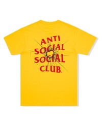 senf bedrucktes T-Shirt mit einem Rundhalsausschnitt von Anti Social Social Club