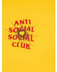 senf bedrucktes T-Shirt mit einem Rundhalsausschnitt von Anti Social Social Club