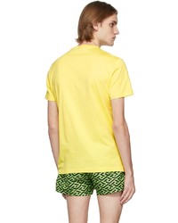senf bedrucktes T-Shirt mit einem Rundhalsausschnitt von Versace
