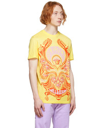 senf bedrucktes T-Shirt mit einem Rundhalsausschnitt von Versace