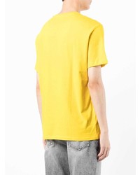 senf bedrucktes T-Shirt mit einem V-Ausschnitt von Armani Exchange