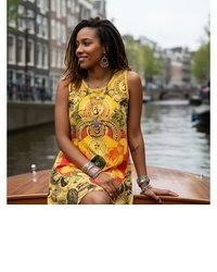 senf bedrucktes Trägerkleid von Guru-Shop