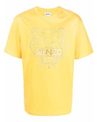 senf besticktes T-Shirt mit einem Rundhalsausschnitt von Kenzo