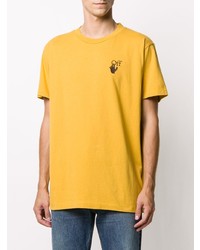 senf besticktes T-Shirt mit einem Rundhalsausschnitt von Off-White