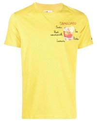 senf besticktes T-Shirt mit einem Rundhalsausschnitt von MC2 Saint Barth