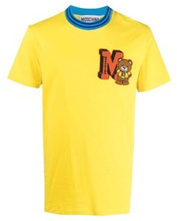 senf besticktes T-Shirt mit einem Rundhalsausschnitt von Moschino