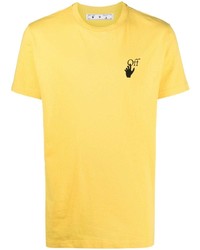 senf besticktes T-Shirt mit einem Rundhalsausschnitt von Off-White