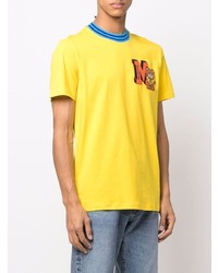 senf besticktes T-Shirt mit einem Rundhalsausschnitt von Moschino