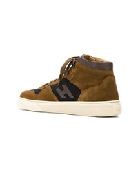 senf hohe Sneakers aus Leder von Hogan