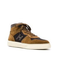 senf hohe Sneakers aus Leder von Hogan