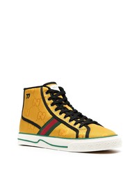 senf hohe Sneakers aus Segeltuch von Gucci