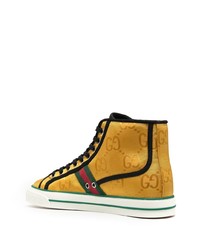 senf hohe Sneakers aus Segeltuch von Gucci