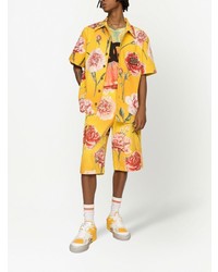 senf Kurzarmhemd mit Blumenmuster von Dolce & Gabbana