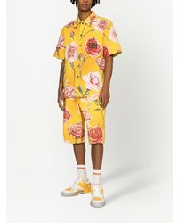 senf Kurzarmhemd mit Blumenmuster von Dolce & Gabbana
