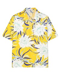 senf Kurzarmhemd mit Blumenmuster von Valentino