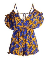 senf kurzer Jumpsuit mit Blumenmuster von Missguided