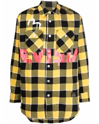 senf Langarmhemd mit Vichy-Muster von Evisu